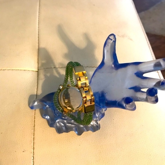 Geneva Silver & Gold Crystal Faced Mesh Band Watch with Diamond Accents # 4275 - Picture 9 of 10